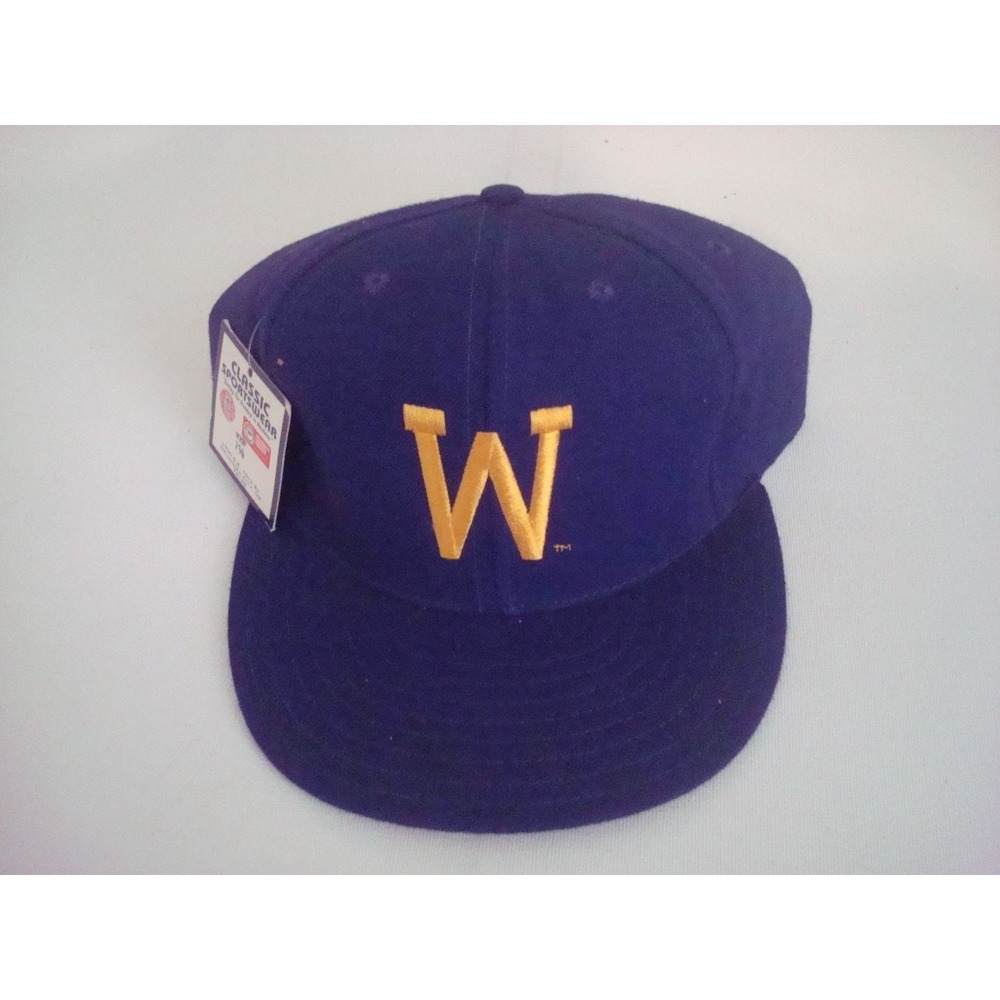 WASHINGTON HUSKIES 80S FITTED 7 5/8 90S HAT CAP VINTAGE DEADSTOCK B4